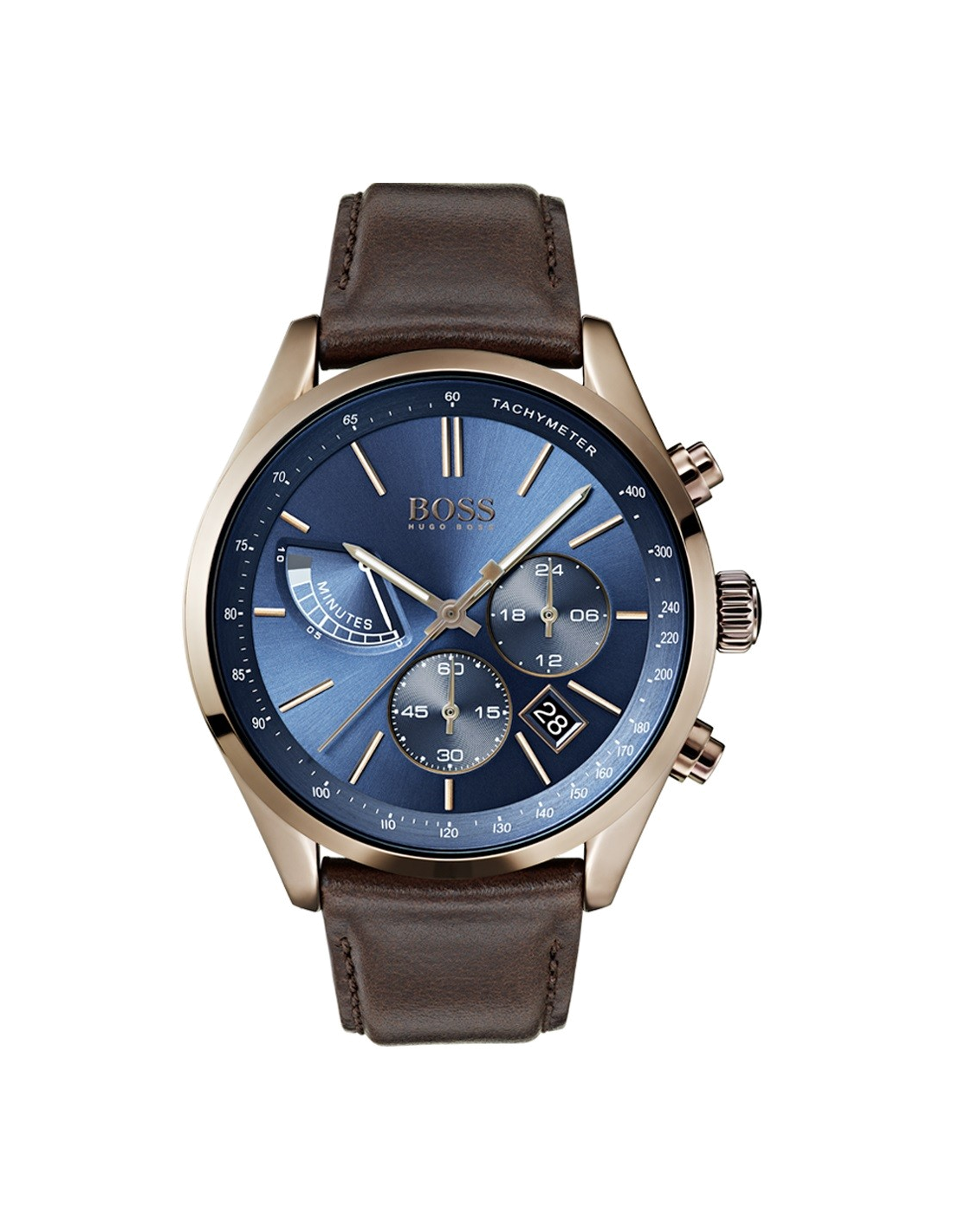  Shop Authentic Hugo Boss Grand Prix Blue Dial Brown Leather Strap Watch for Men - 1513604 - Luxxuri