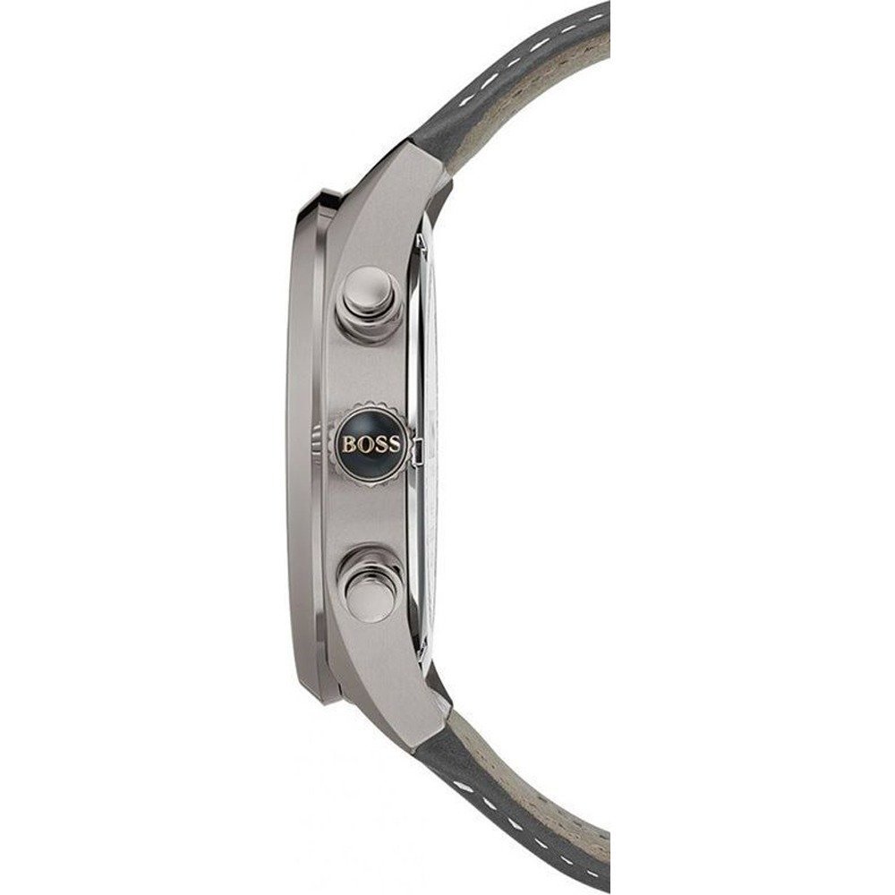  Shop Authentic Hugo Boss Grand Prix White Dial Grey Leather Strap Watch for Men - 1513633 - Luxxuri