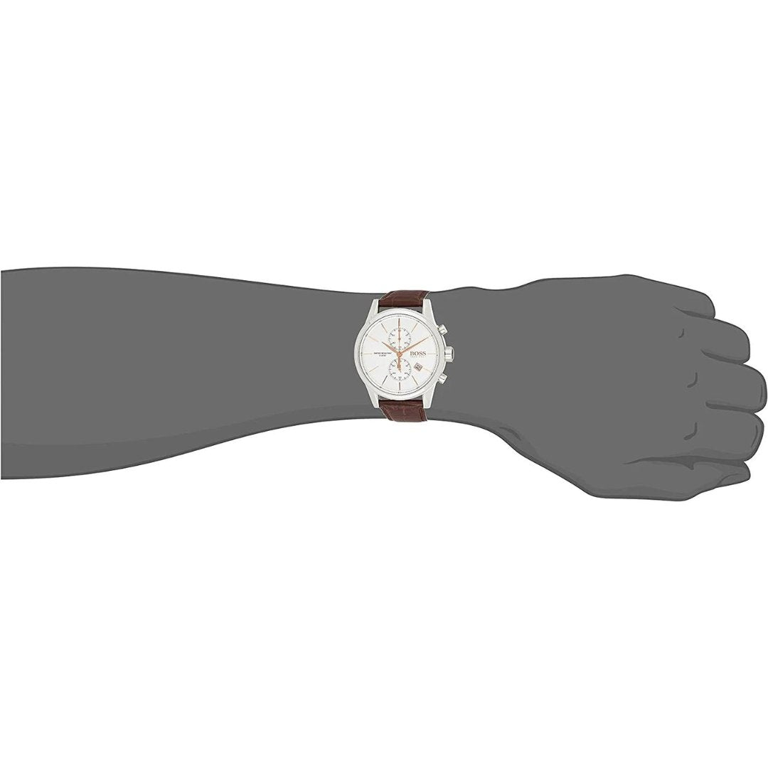  Shop Authentic Hugo Boss Jet White Dial Brown Leather Strap Watch for Men - 1513280 - Luxxuri