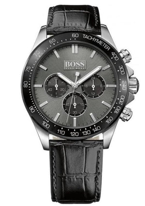  Shop Authentic Hugo Boss Ikon Grey Dial Black Leather Strap Watch for Men - 1513177 - Luxxuri