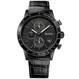  Shop Authentic Hugo Boss Rafale Chronograph Black Dial Black Leather Strap Watch For Men - 1513389 - Luxxuri