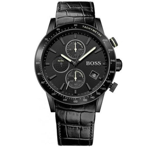  Shop Authentic Hugo Boss Rafale Chronograph Black Dial Black Leather Strap Watch For Men - 1513389 - Luxxuri