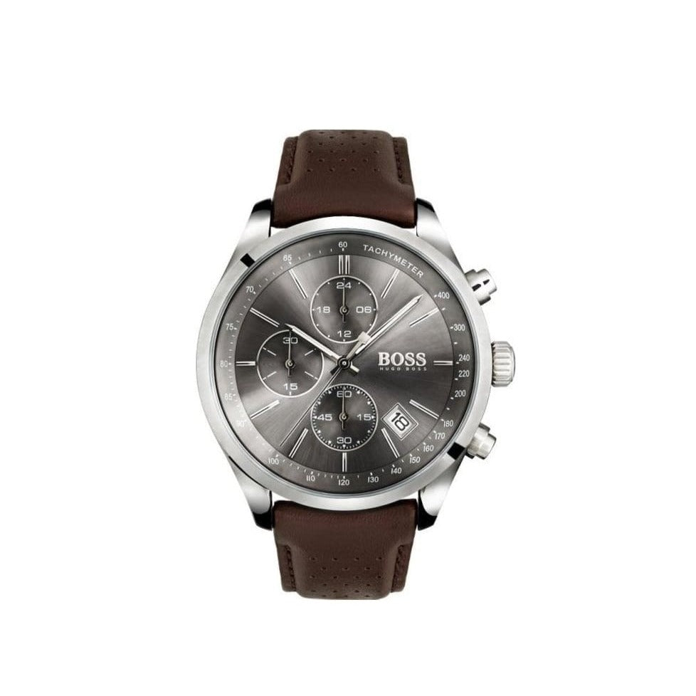  Shop Authentic Hugo Boss Grand Prix Grey Dial Brown Leather Strap Watch for Men -  1513476 - Luxxuri