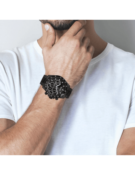  Shop Authentic Hugo Boss Chronograph Black Dial Black Steel Strap Watch for Men - 1513180 - Luxxuri