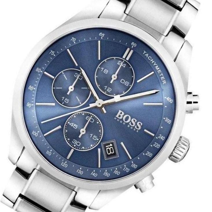  Shop Authentic Hugo Boss Grand Prix Blue Dial Silver Steel Strap Watch for Men - 1513478 - Luxxuri