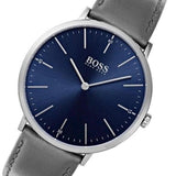  Shop Authentic Hugo Boss Horizon Blue Dial Grey Leather Strap Watch for Men - 1513539 - Luxxuri