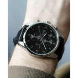  Shop Authentic Hugo Boss Skymaster Black Dial Black Leather Strap Watch for Men - 1513782 - Luxxuri