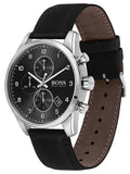  Shop Authentic Hugo Boss Navigator Black Dial Black Leather Strap Watch for Men - 1513678 - Luxxuri