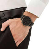  Shop Authentic Hugo Boss Blackout Chronograph Black Dial Black Leather Strap Watch For Men - HB1512567 - Luxxuri