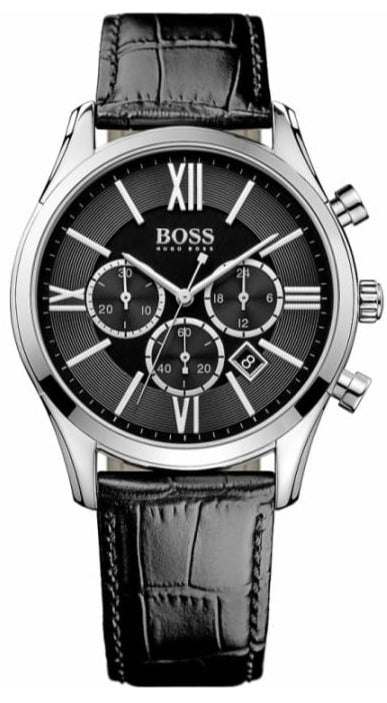  Shop Authentic Hugo Boss Ambassador Chronograph Quartz Black Dial Black Leather Strap Watch For Men - HB1513194 - Luxxuri