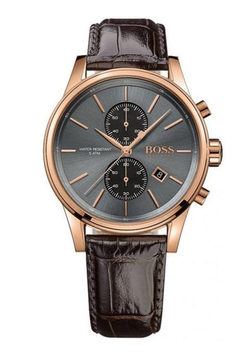  Shop Authentic Hugo Boss Jet Grey Dial Brown Leather Strap Watch for Men - 1513281 - Luxxuri
