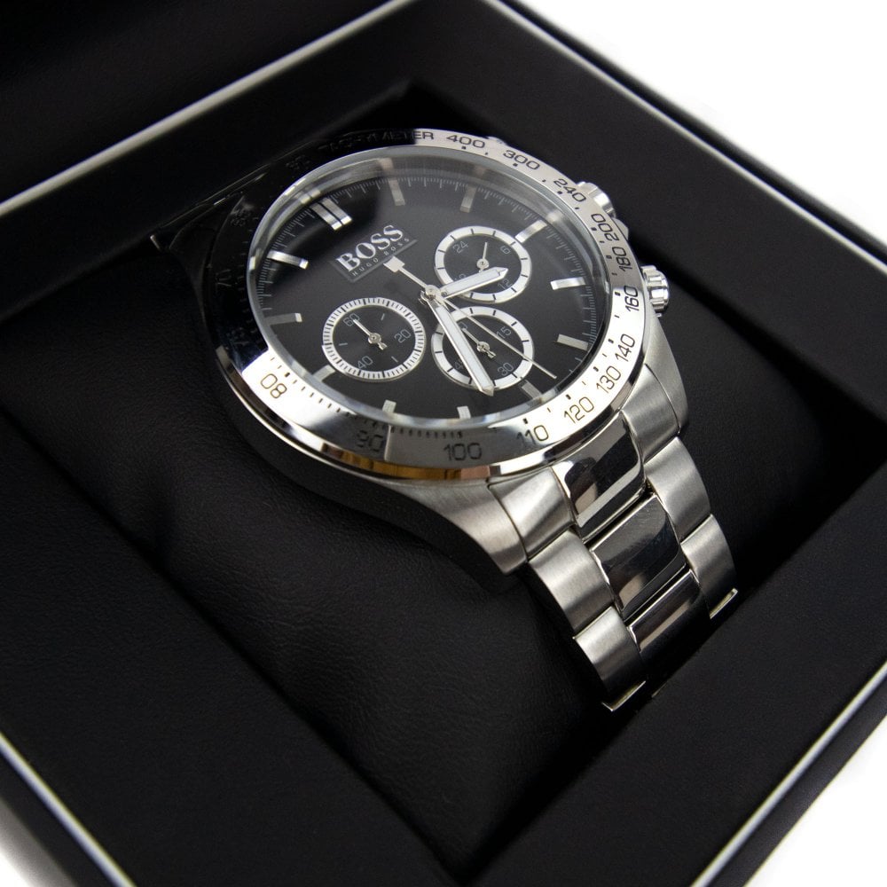  Shop Authentic Hugo Boss Ikon Black Dial Silver Steel Strap Watch for Men - 1512965 - Luxxuri