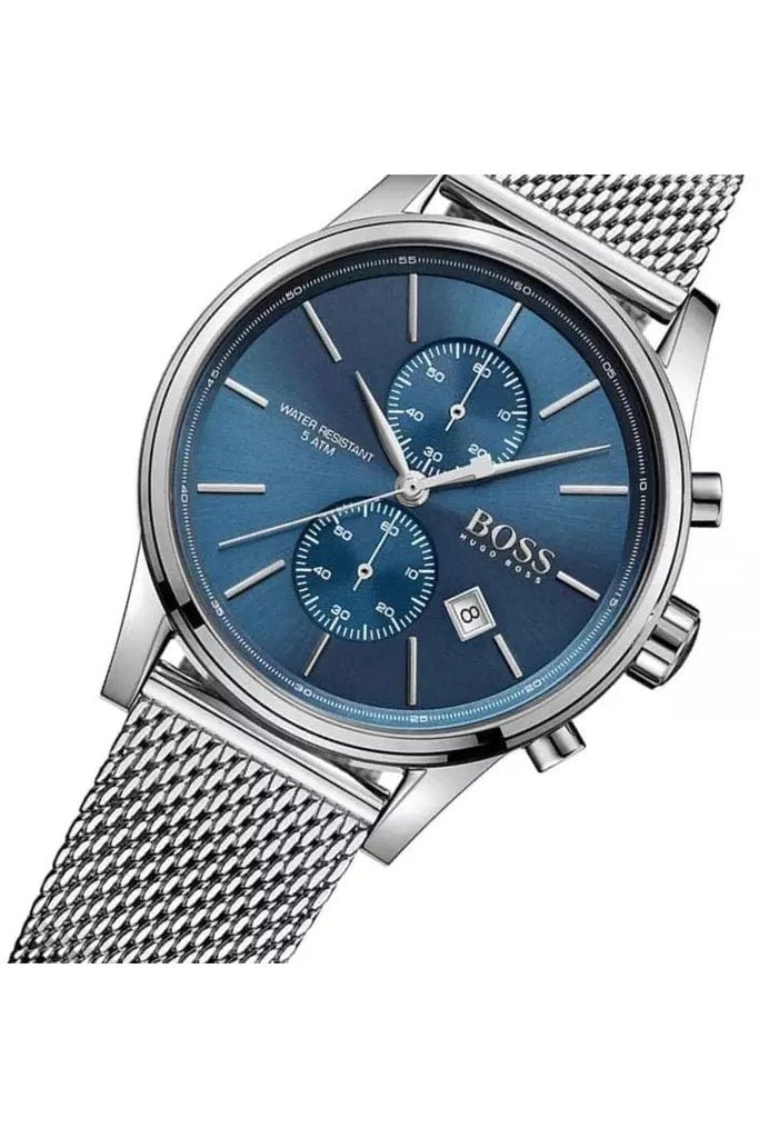  Shop Authentic Hugo Boss Jet Blue Dial Silver Mesh Bracelet Watch for Men - 1513441 - Luxxuri