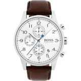  Shop Authentic Hugo Boss Navigator White Dial Brown Leather Strap Watch for Men - 1513495 - Luxxuri
