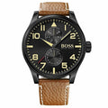  Shop Authentic Hugo Boss Aeroliner Maxx Chronograph Black Dial Brown Leather Strap Watch For Men - 1513082 - Luxxuri