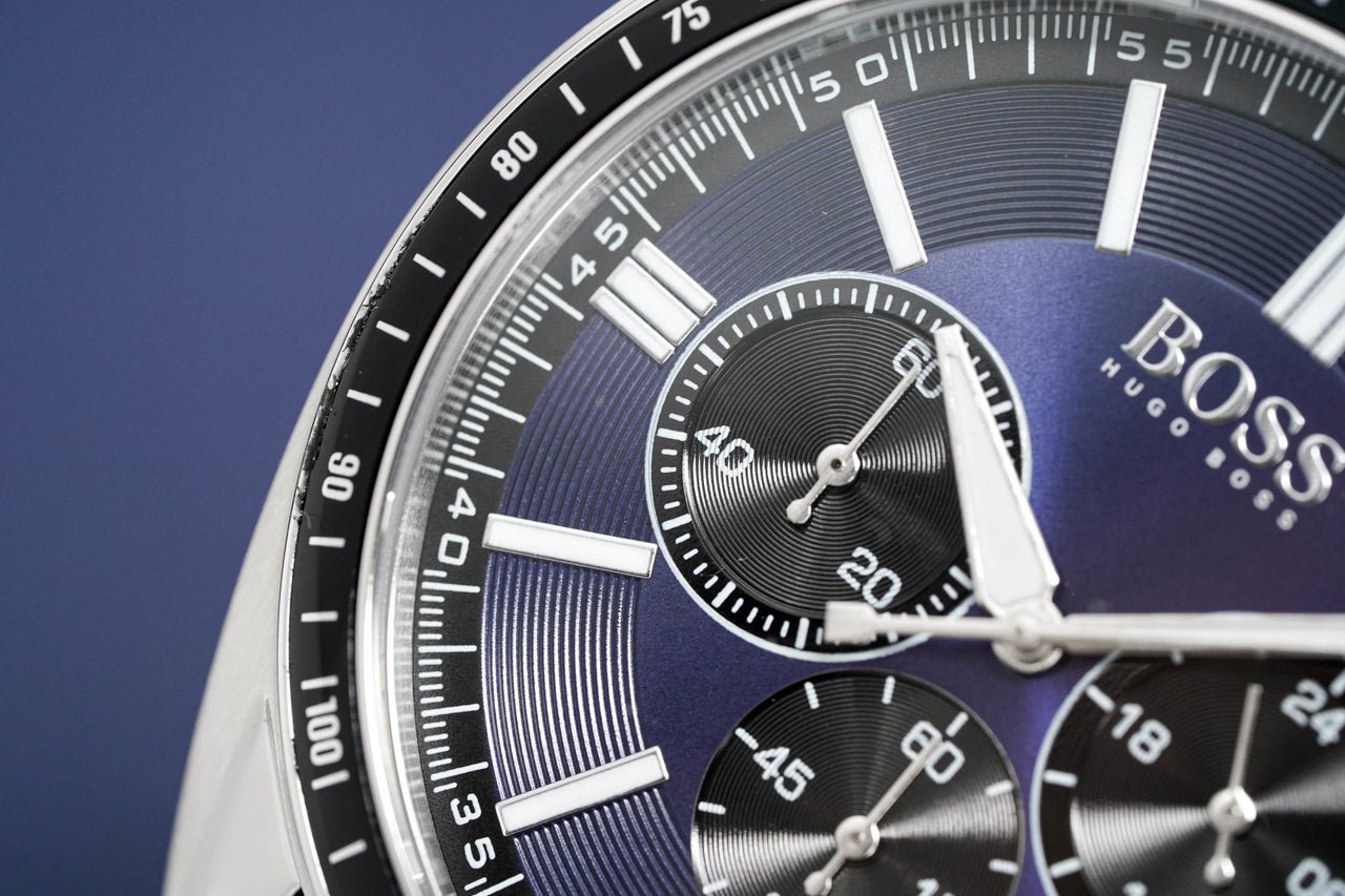  Shop Authentic Hugo Boss Chronograph Driver Blue Dial Silver Steel Strap Watch for Men - 1513081 - Luxxuri