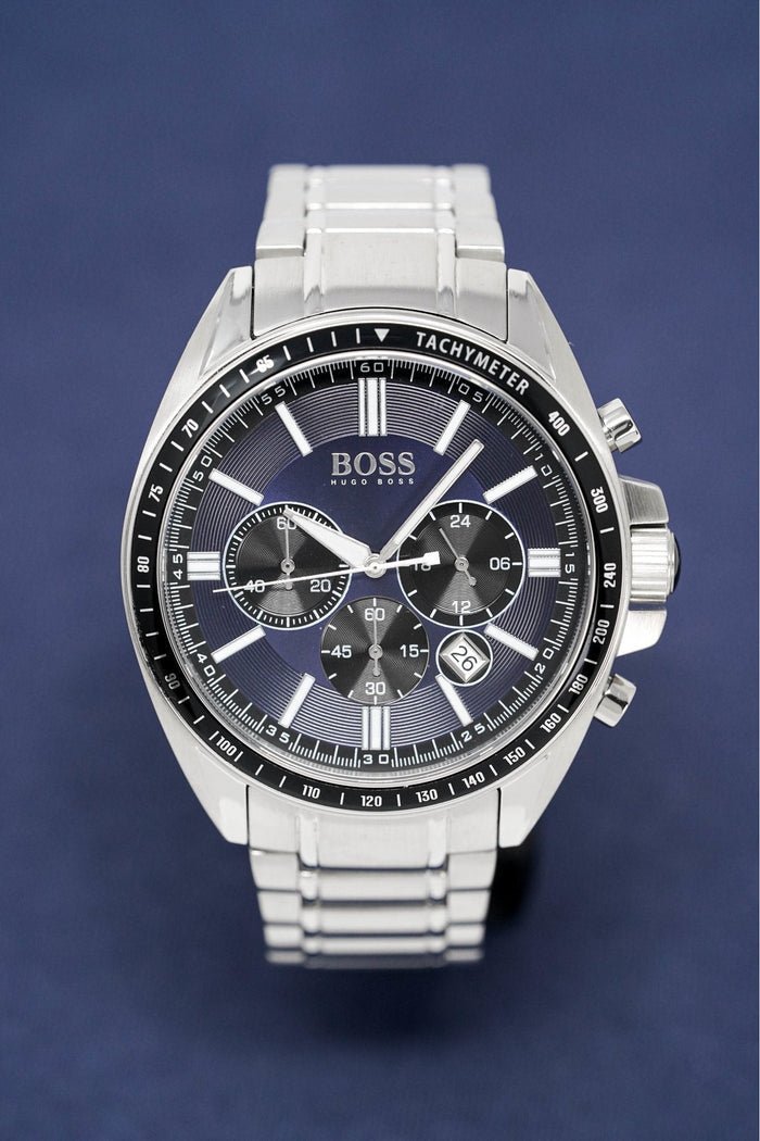  Shop Authentic Hugo Boss Chronograph Driver Blue Dial Silver Steel Strap Watch for Men - 1513081 - Luxxuri