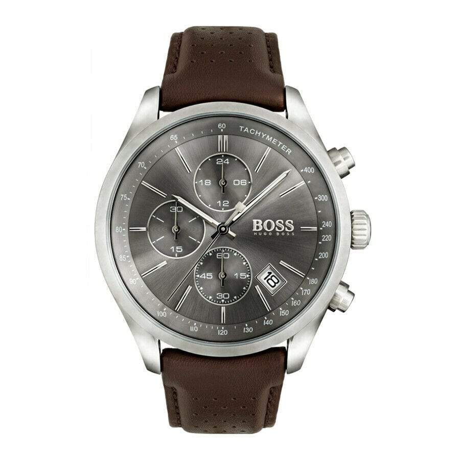  Shop Authentic Hugo Boss Grand Prix Grey Dial Brown Leather Strap Watch for Men -  1513476 - Luxxuri