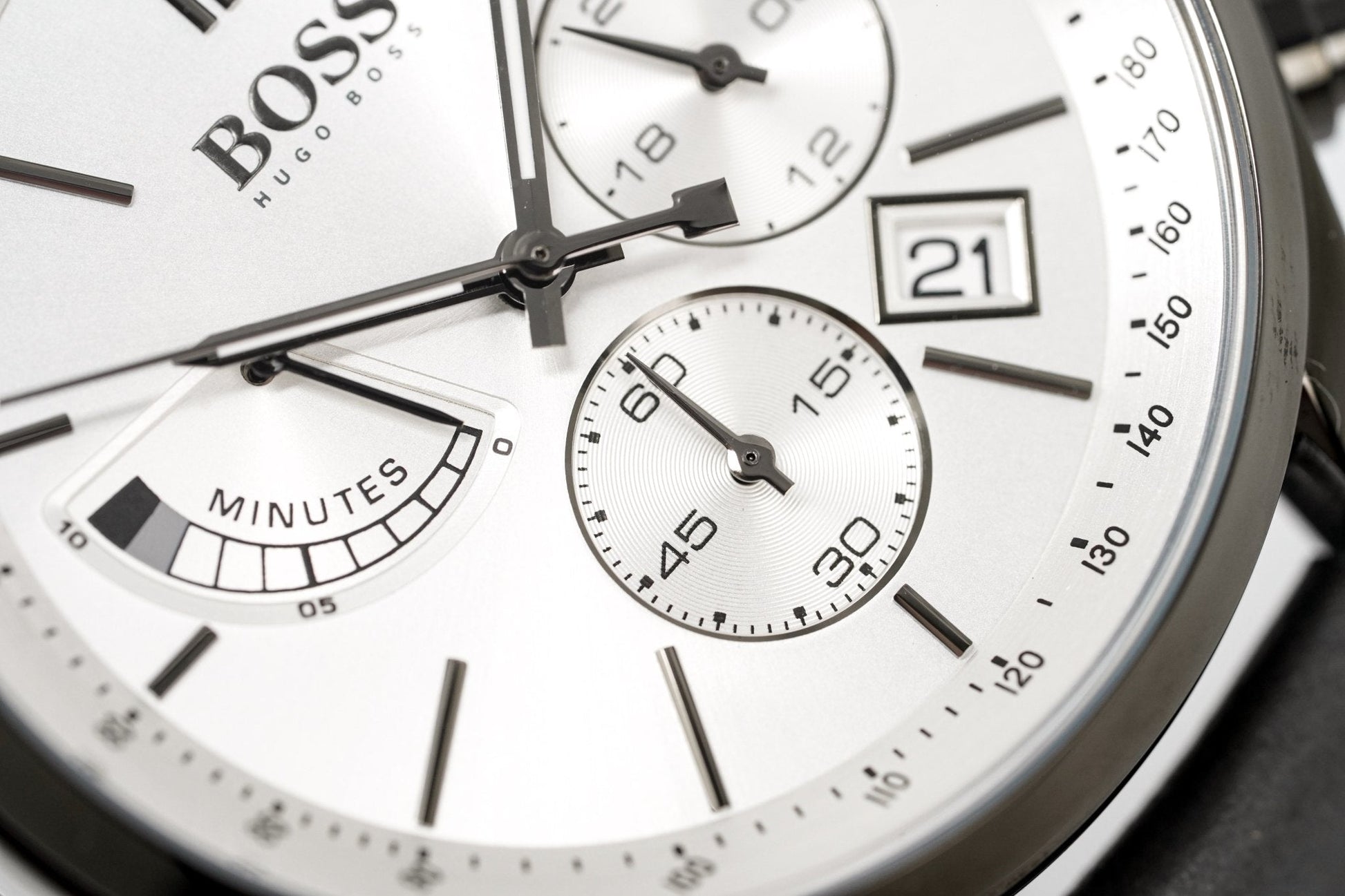  Shop Authentic Hugo Boss Grand Prix White Dial Grey Leather Strap Watch for Men - 1513633 - Luxxuri