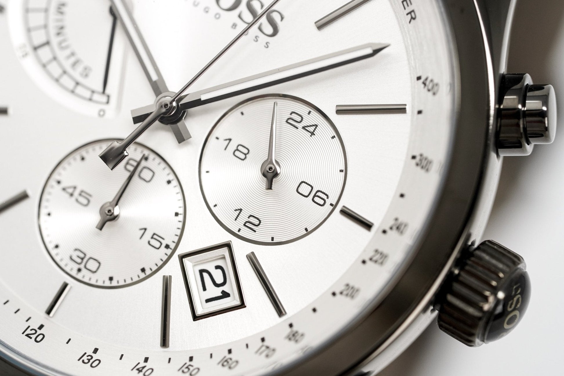  Shop Authentic Hugo Boss Grand Prix White Dial Grey Leather Strap Watch for Men - 1513633 - Luxxuri