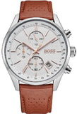  Shop Authentic Hugo Boss Grand Prix White Dial Brown Leather Strap Watch for Men - 1513475 - Luxxuri