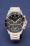  Shop Authentic Hugo Boss Here Chronograph Black Dial Two Tone Steel Strap Watch for Men - 1513757 - Luxxuri