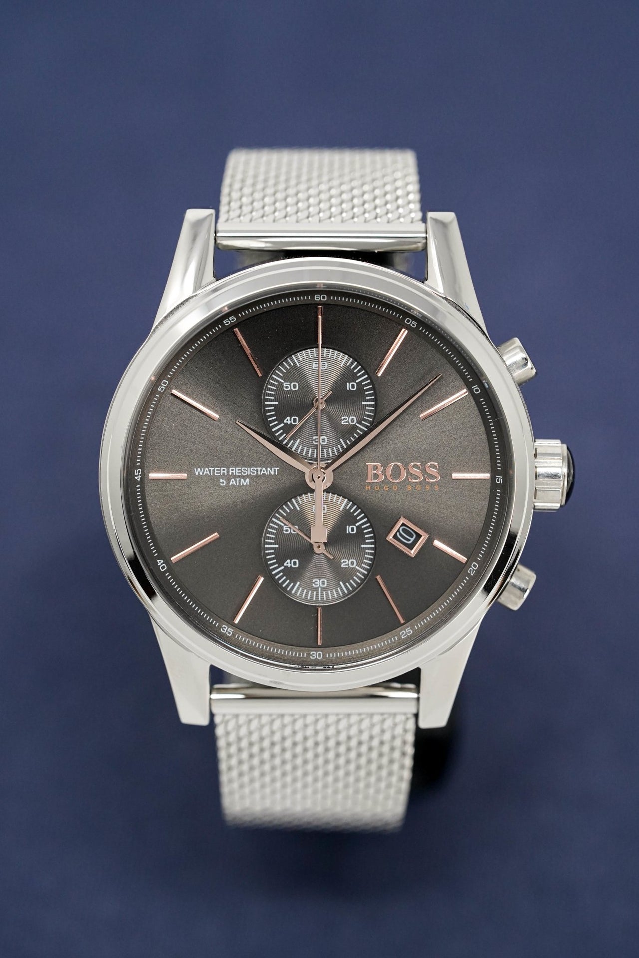  Shop Authentic Hugo Boss Jet Chronograph Grey Dial Silver Mesh Bracelet Watch for Men - 1513440 - Luxxuri
