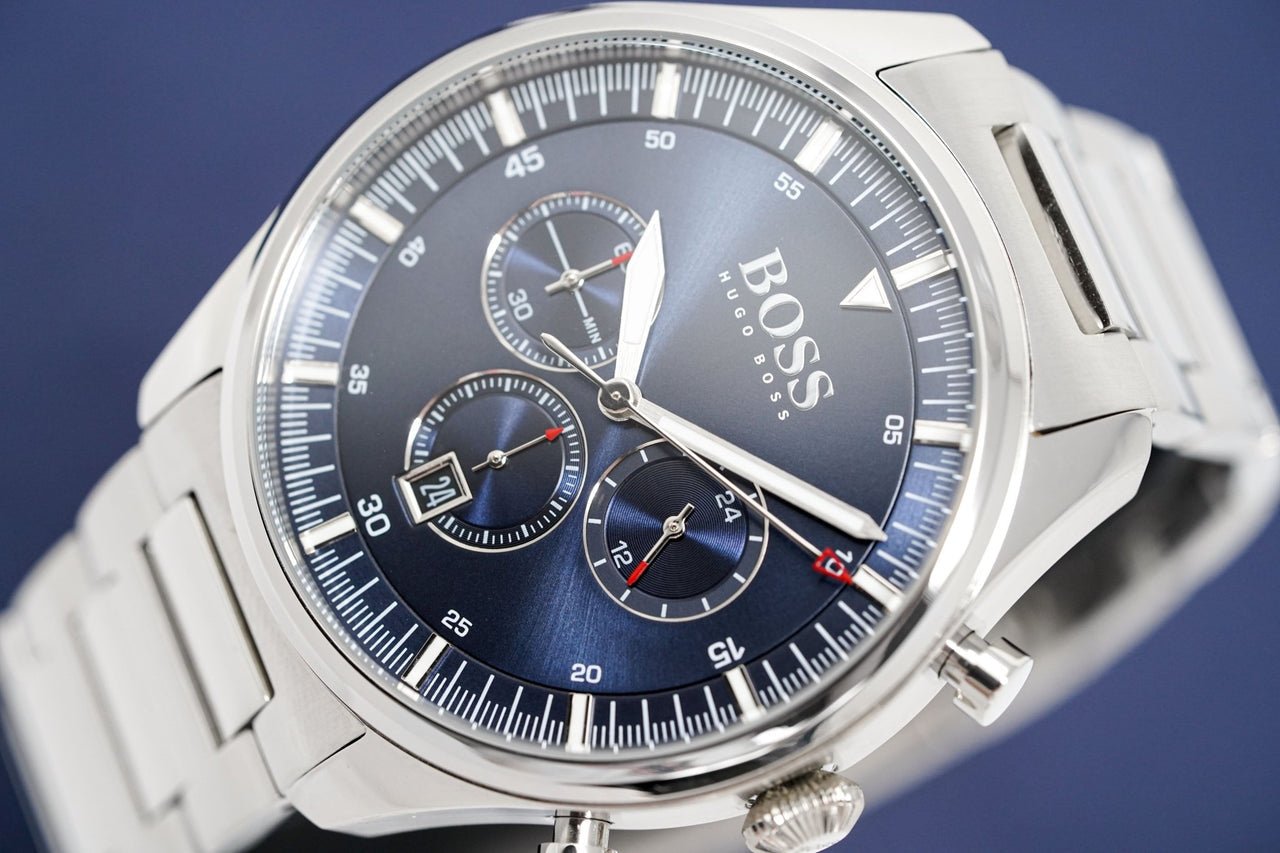  Shop Authentic Hugo Boss Pioneer Blue Dial Silver Steel Strap Watch for Men - 1513713 - Luxxuri