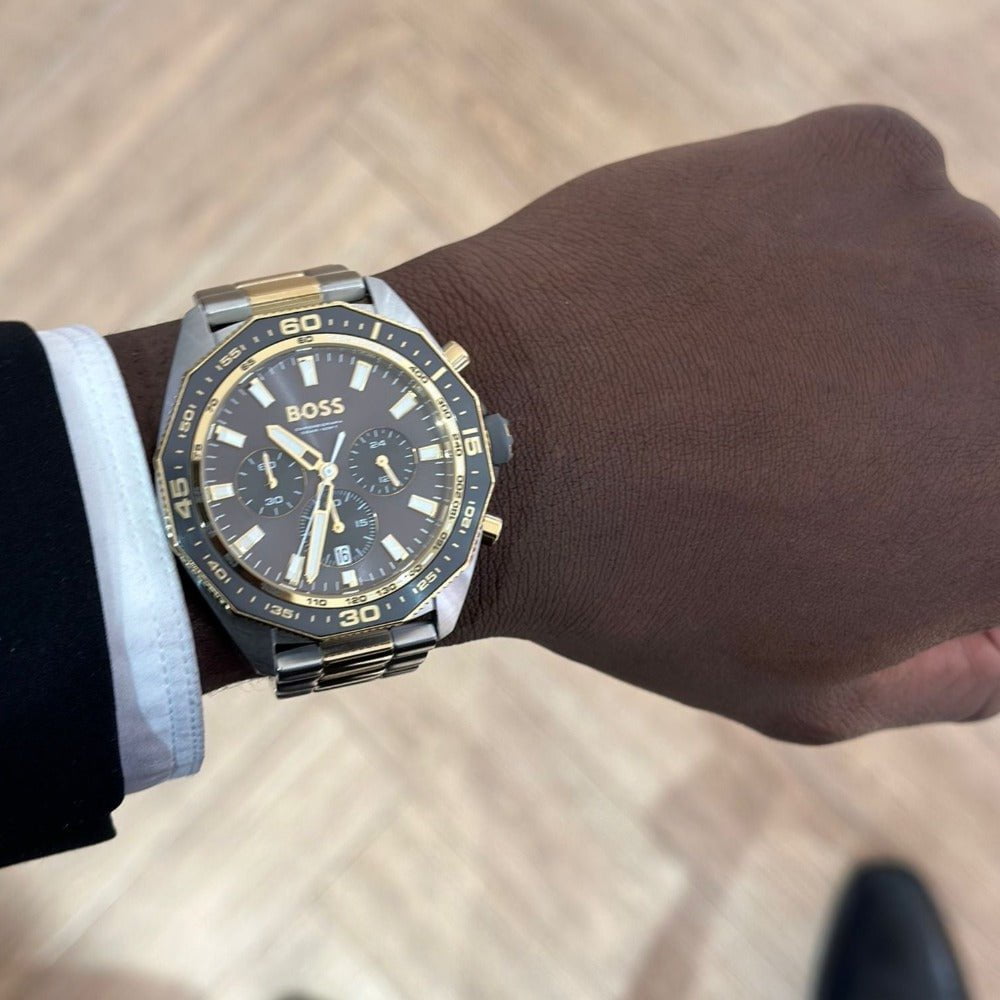  Shop Authentic Hugo Boss Energy Chronograph Grey Dial Two Tone Steel Strap Watch For Men - 1513974 - Luxxuri