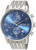 Hugo Boss Navigator Chronograph Blue Dial Silver Steel Strap Watch for Men - 1513498