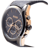  Shop Authentic Hugo Boss Onyx Grey Dial Black Leather Strap Watch for Men - 1513366 - Luxxuri