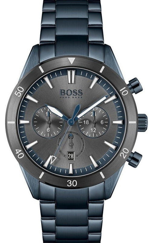  Shop Authentic Hugo Boss Santiago Grey Dial Blue Steel Strap Watch for Men - 1513865 - Luxxuri