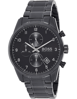  Shop Authentic Hugo Boss Skymaster Chronograph Black Dial Black Steel Strap Watch for Men - 1513785 - Luxxuri