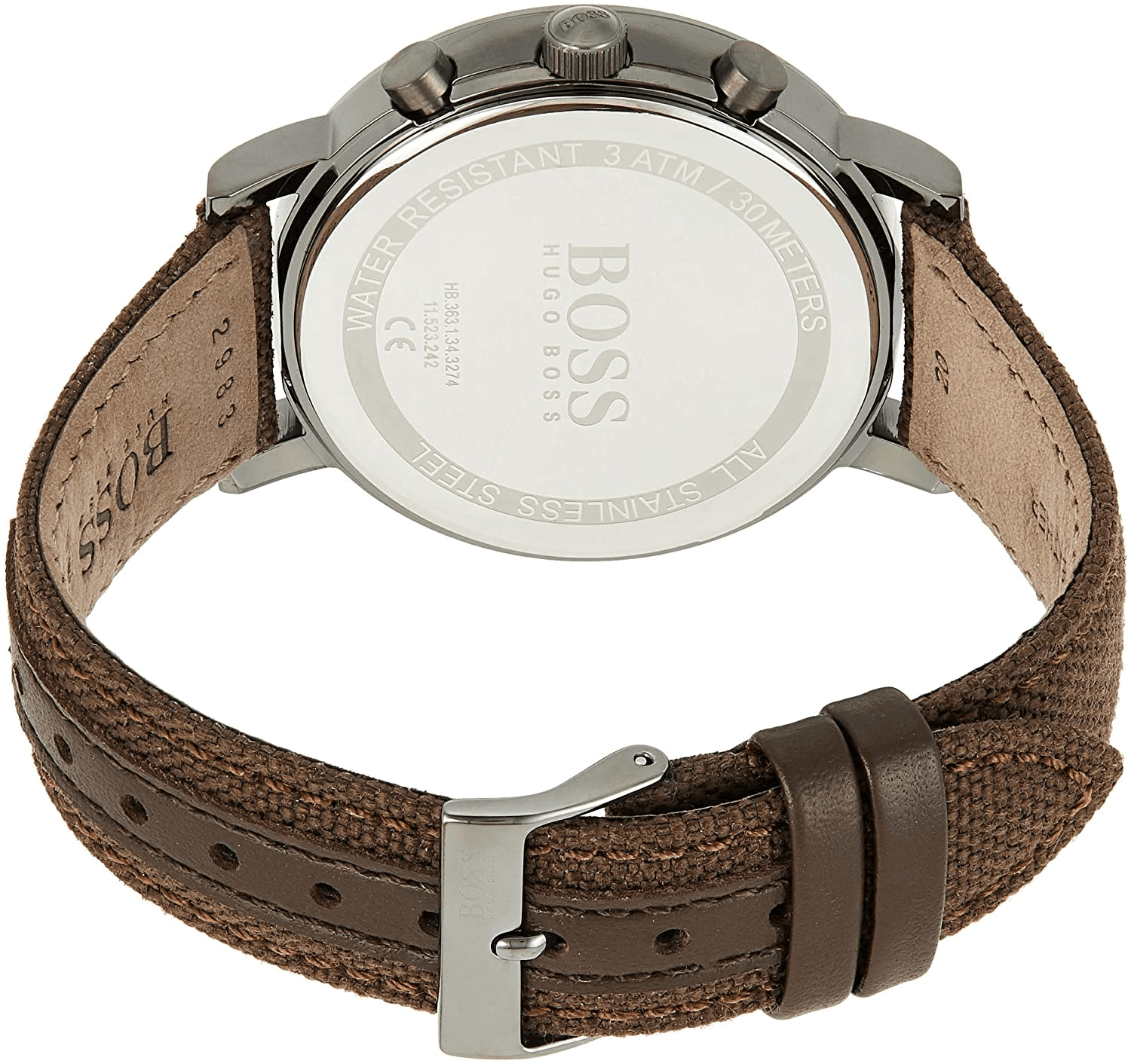 Hugo Boss Spirit White Dial Brown Nylon Strap Watch for Men - 1513690