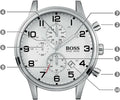  Shop Authentic Hugo Boss Aeroliner Chronograph White Dial Silver Steel Strap Watch For Men - 1512445 - Luxxuri