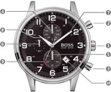  Shop Authentic Hugo Boss Aeroliner Chronograph Black Dial Silver Steel Strap Watch For Men - 1512446 - Luxxuri