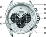  Shop Authentic Hugo Boss Driver Chronograph Quartz Silver Dial Black Leather Strap Watch For Men - 1512880 - Luxxuri