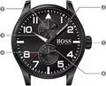  Shop Authentic Hugo Boss Aeroliner Black Dial Black Leather Strap Watch For Men - 1513083 - Luxxuri
