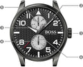 Shop Authentic Hugo Boss Aeroliner Chronograph Black Dial Black Leather Strap Watch For Men - 1513086 - Luxxuri