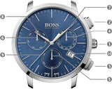  Shop Authentic Hugo Boss Associate Blue Dial Silver Steel Strap Watch for Men - 1513269 - Luxxuri