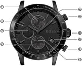  Shop Authentic Hugo Boss Rafale Chronograph Black Dial Black Leather Strap Watch For Men - 1513456 - Luxxuri