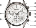  Shop Authentic Hugo Boss Grand Prix White Dial Grey Leather Strap Watch for Men - 1513633 - Luxxuri