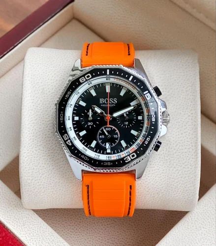  Shop Authentic Hugo Boss Energy Chronograph Quartz Black Dial Orange Rubber Strap Watch For Men - 1513970 - Luxxuri