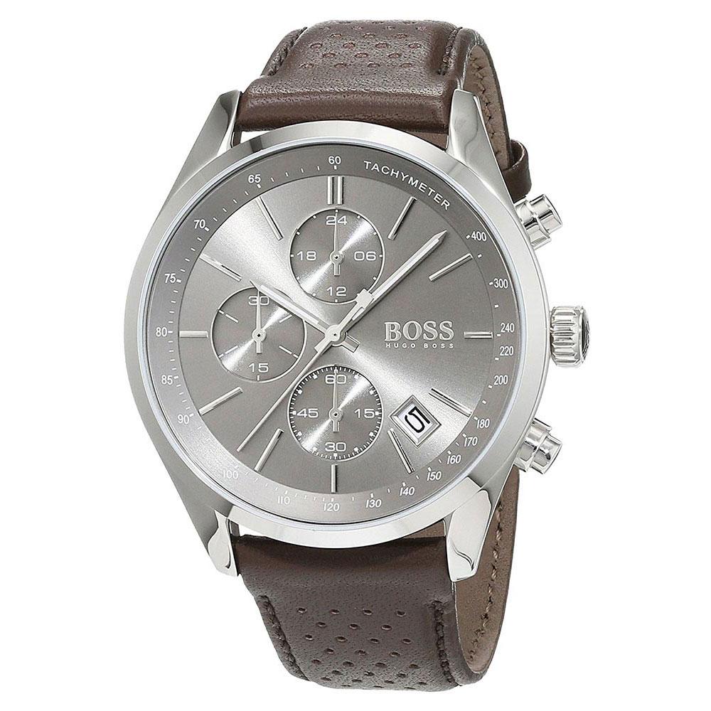  Shop Authentic Hugo Boss Grand Prix Grey Dial Brown Leather Strap Watch for Men -  1513476 - Luxxuri