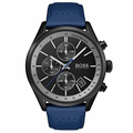  Shop Authentic Hugo Boss Grand Prix Chronograph Black Dial Blue Leather Strap Watch for Men - 1513563 - Luxxuri