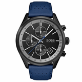  Shop Authentic Hugo Boss Grand Prix Chronograph Black Dial Blue Leather Strap Watch for Men - 1513563 - Luxxuri