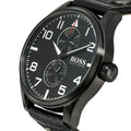  Shop Authentic Hugo Boss Aeroliner Black Dial Black Leather Strap Watch For Men - 1513083 - Luxxuri