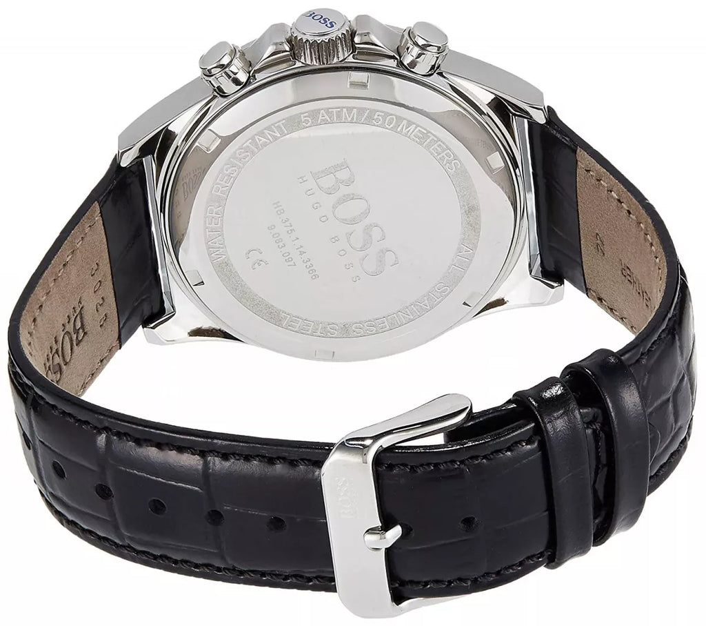  Shop Authentic Hugo Boss Hero Chronograph Black Dial Black Leather Strap Watch For Men - 1513752 - Luxxuri