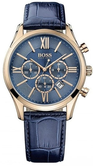  Shop Authentic Hugo Boss Ambassador Chronograph Blue Dial Blue Leather Strap Watch For Men - HB1513320 - Luxxuri