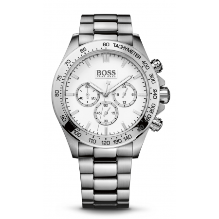  Shop Authentic Hugo Boss Ikon Chronograph White Dial Silver Steel Strap Watch for Men - 1512962 - Luxxuri